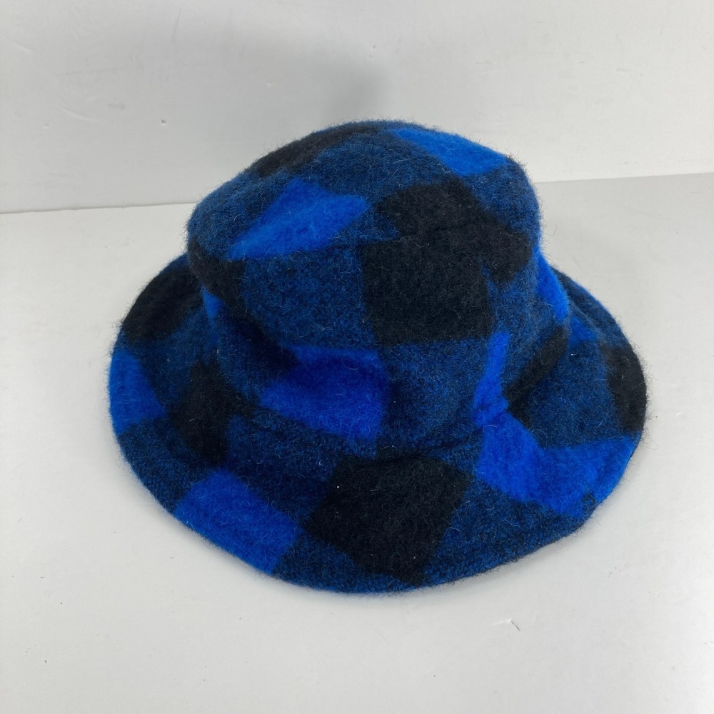 Swanndri‎ Wool Crusher Bucket Hat Winter Cap Size Medium Blue Black Plaid